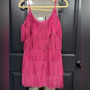 Studded Pink Fringe Dress size large | like new western style